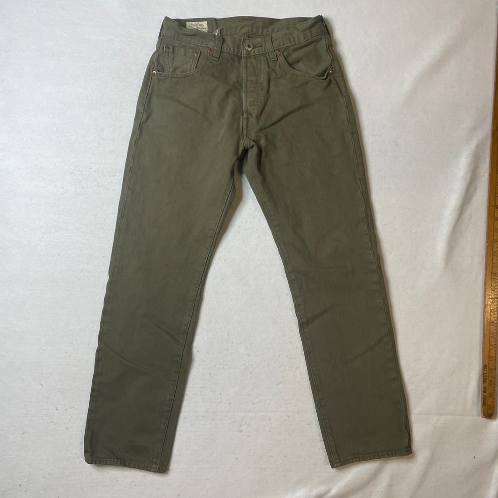 Levi's 501 '93 Jeans W29 L30 Olive Green Waterless‎ Straight Leg Denim
